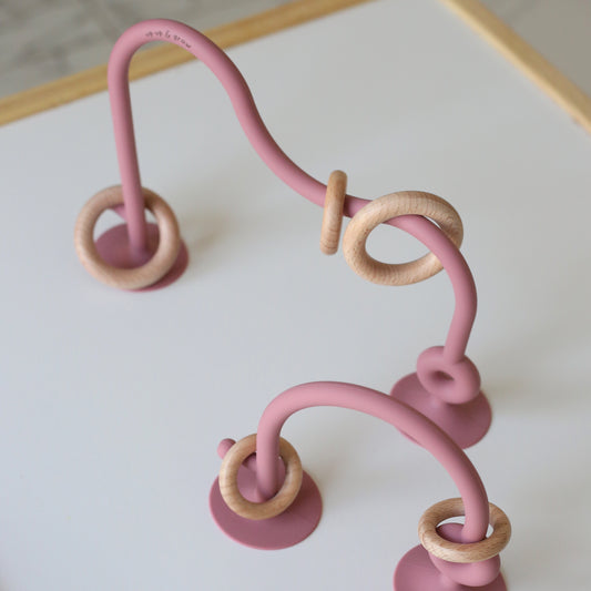 Silicone Suction Toy with Wooden Rings