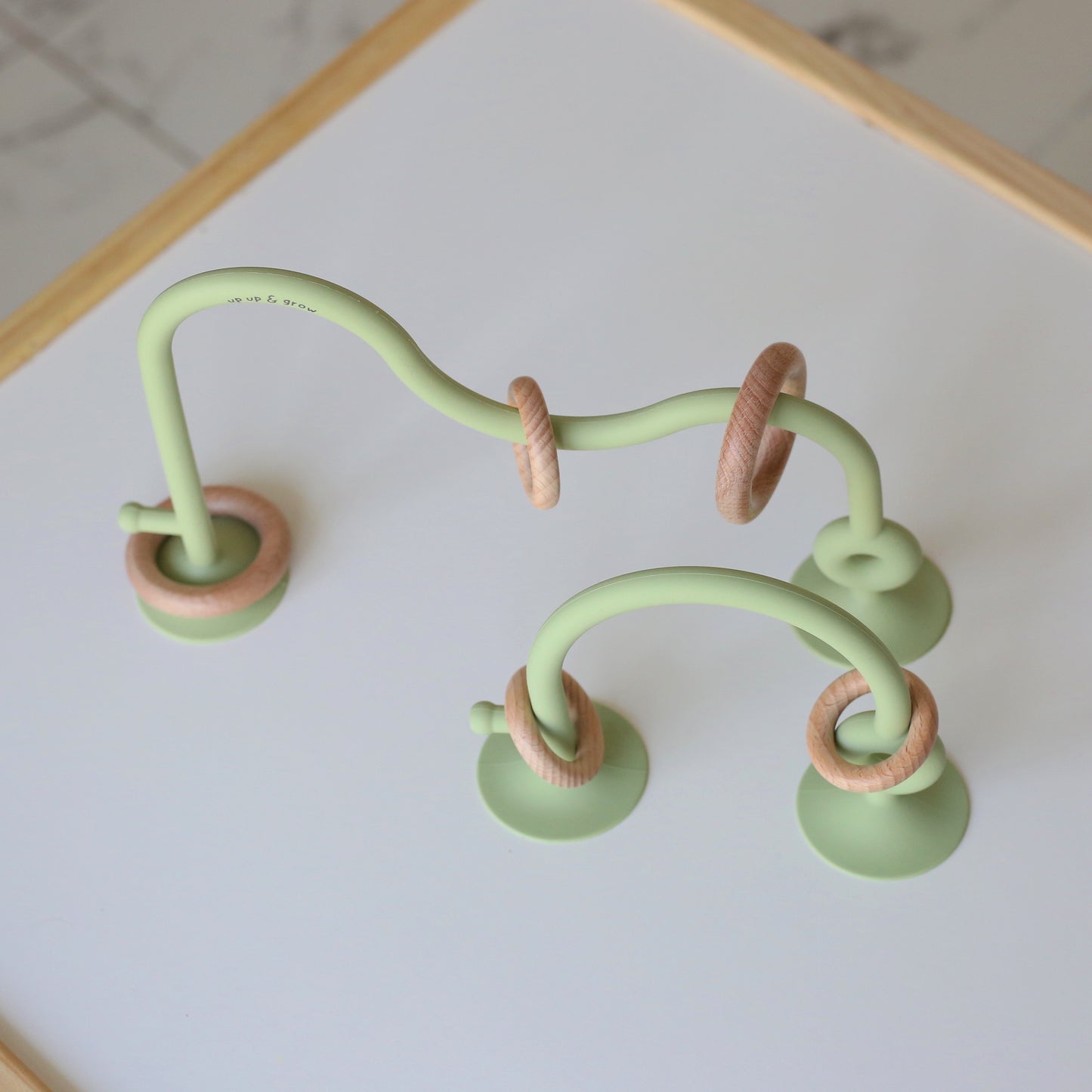 Silicone Suction Toy with Wooden Rings
