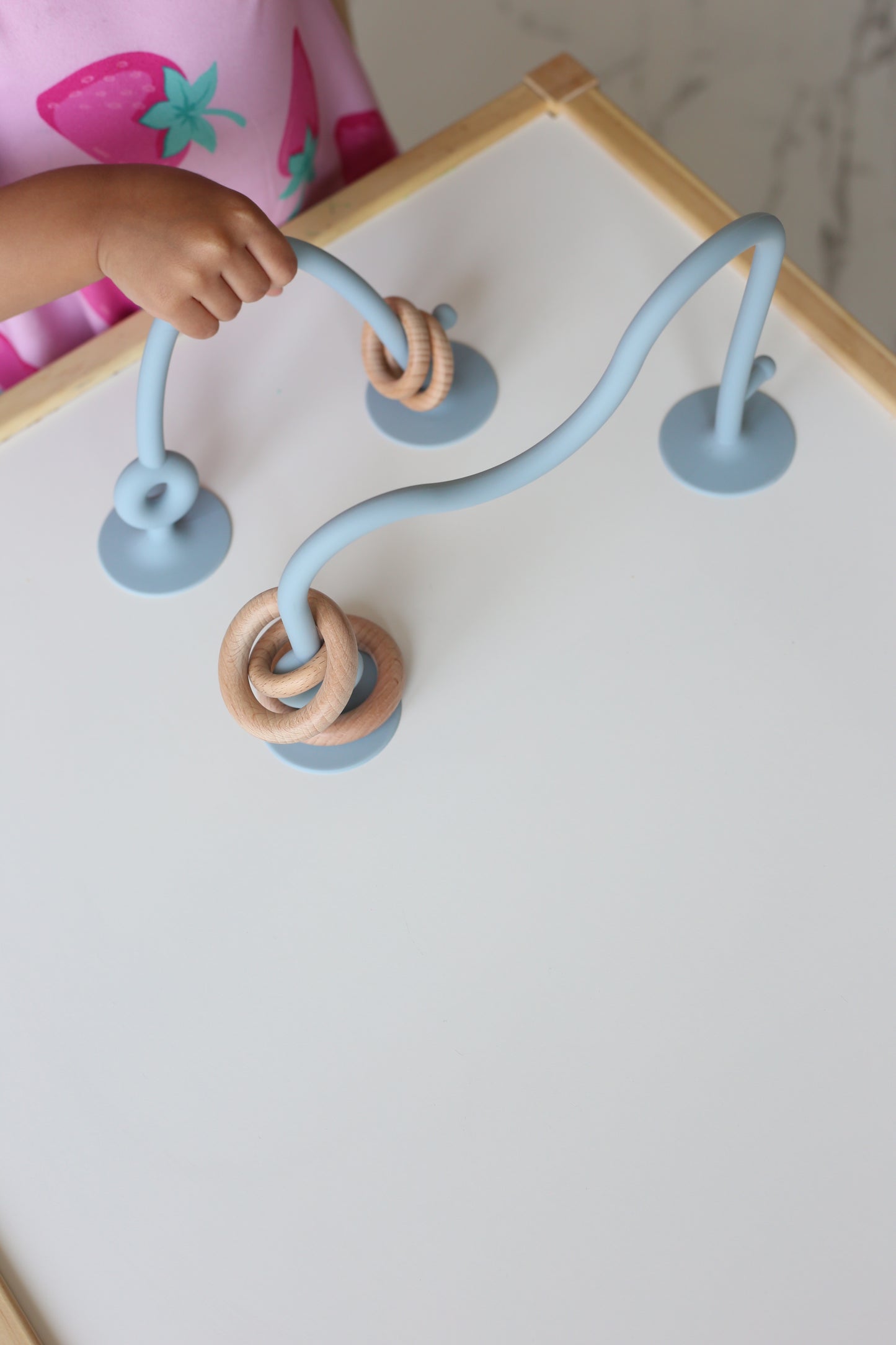 Silicone Suction Toy with Wooden Rings
