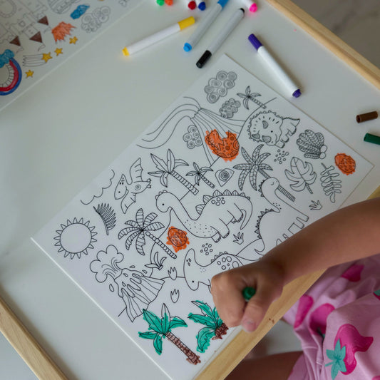 Mini Silicone Reusable Colouring Mat with Pens